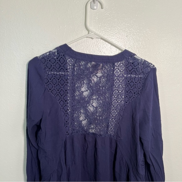 Knox Rose Open Front Cardigan Navy Blue Crochet Lace M - Picture 6 of 9